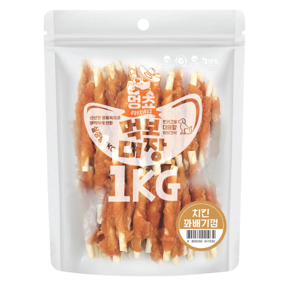 먹보대장 강아지 간식, 치킨꽈배기껌, 1kg, 1개