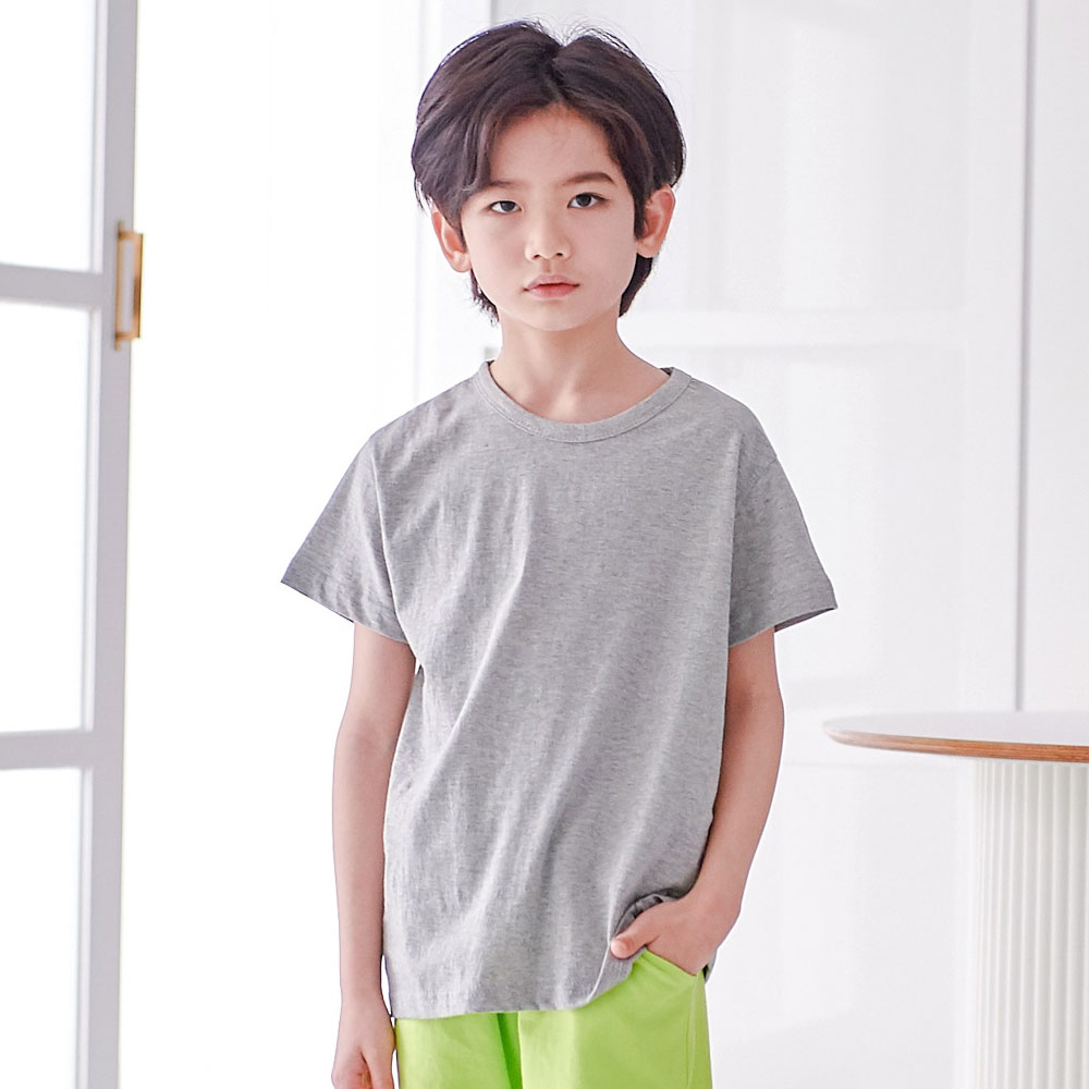 잭키드 여름 주니어 초등학생 남아 기본 무지 반팔티, 그레이, 15호, 1개