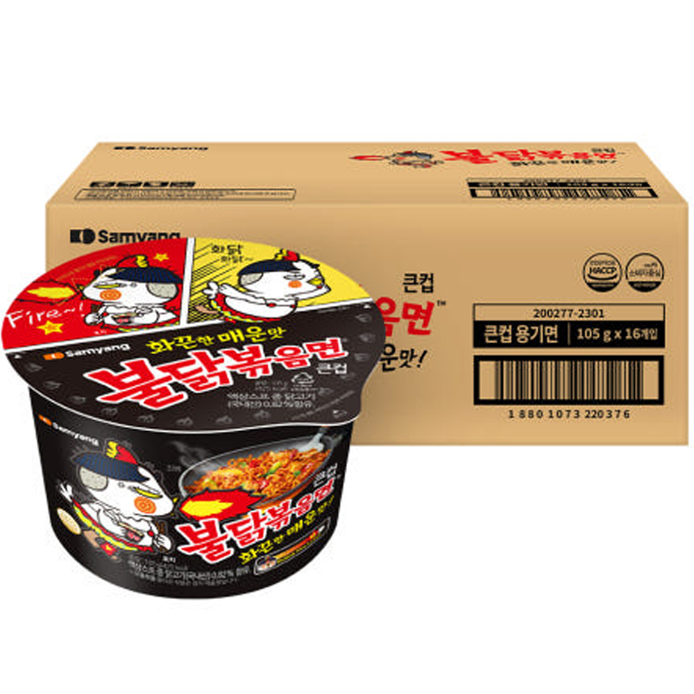 불닭볶음면 큰컵, 105g, 16개