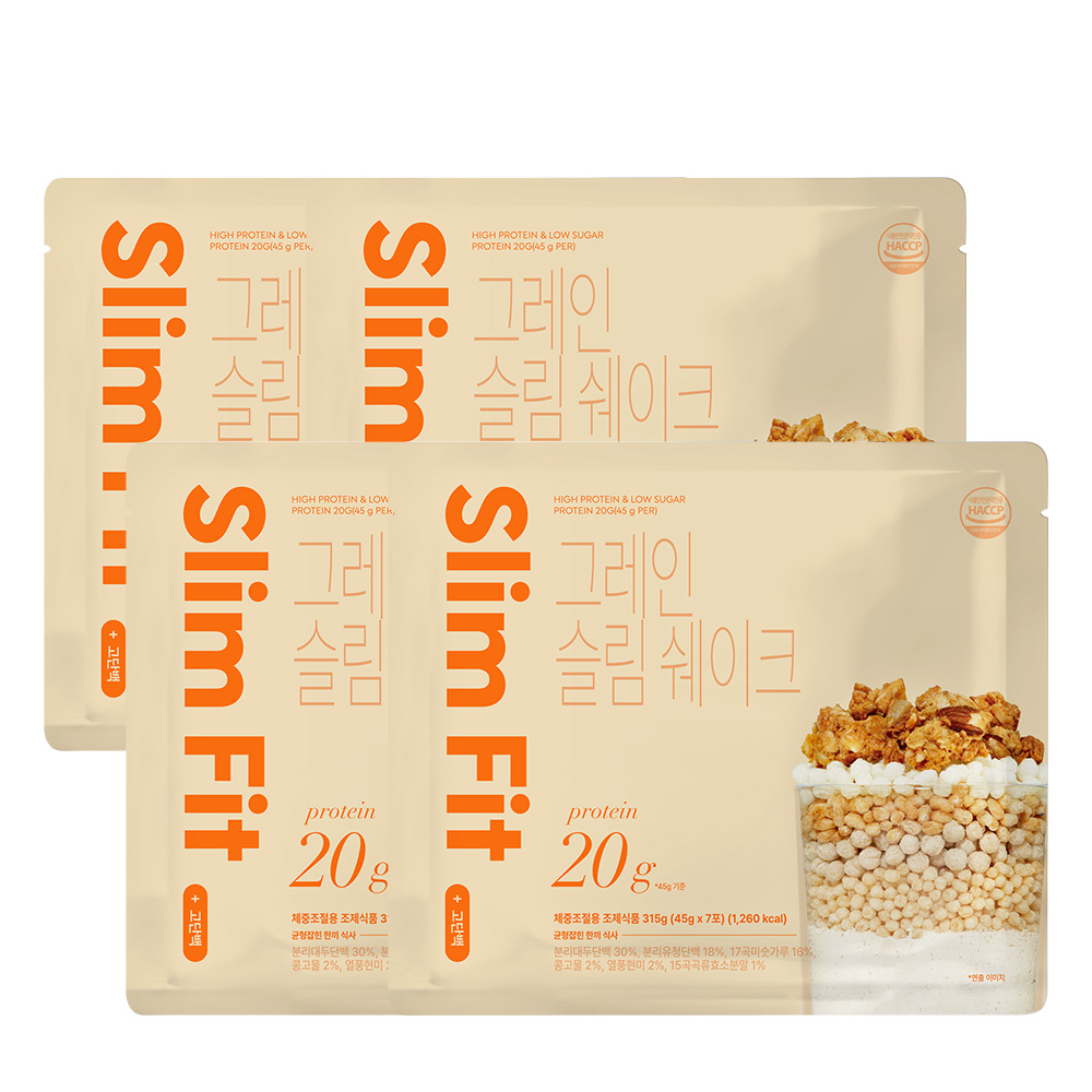 익스트림 단백질 20g 슬림쉐이크, 그레인, 45g, 7포, 4세트 핫딜