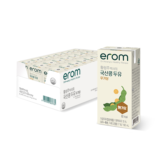 [토스]이롬 황성주 박사의 국산콩 두유 무가당, 190ml, 24팩(5,600원/무료)