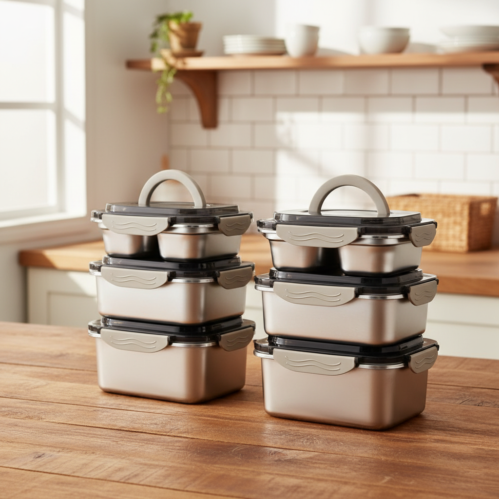 이태리로시 전자렌지용 무연마 렌지스텐 밀폐용기 6종세트, 1100ml+1700ml+2100mlx2, 1세트