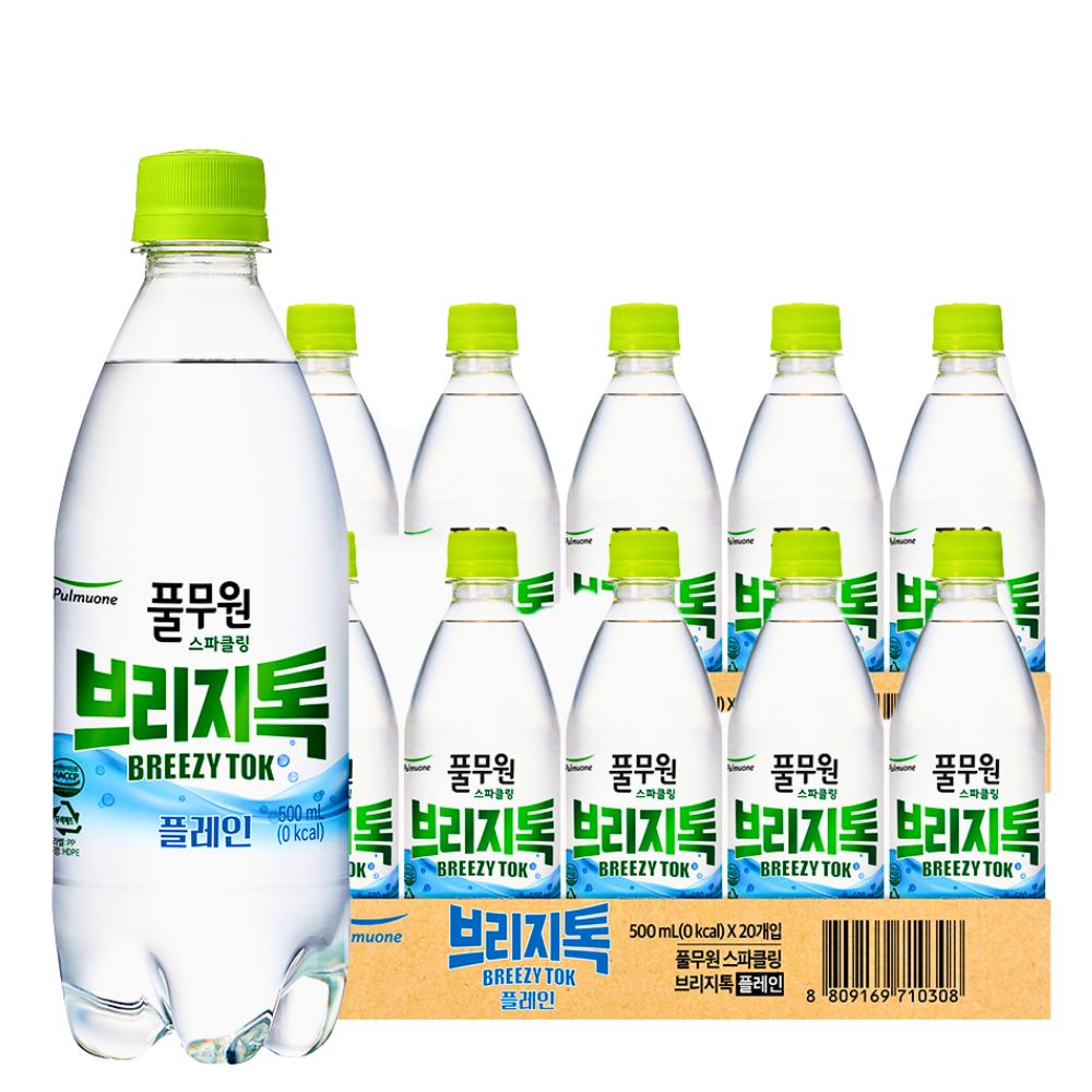 [토스쇼핑] 풀무원 브리지톡 탄산수 플레인, 500ml, 20개