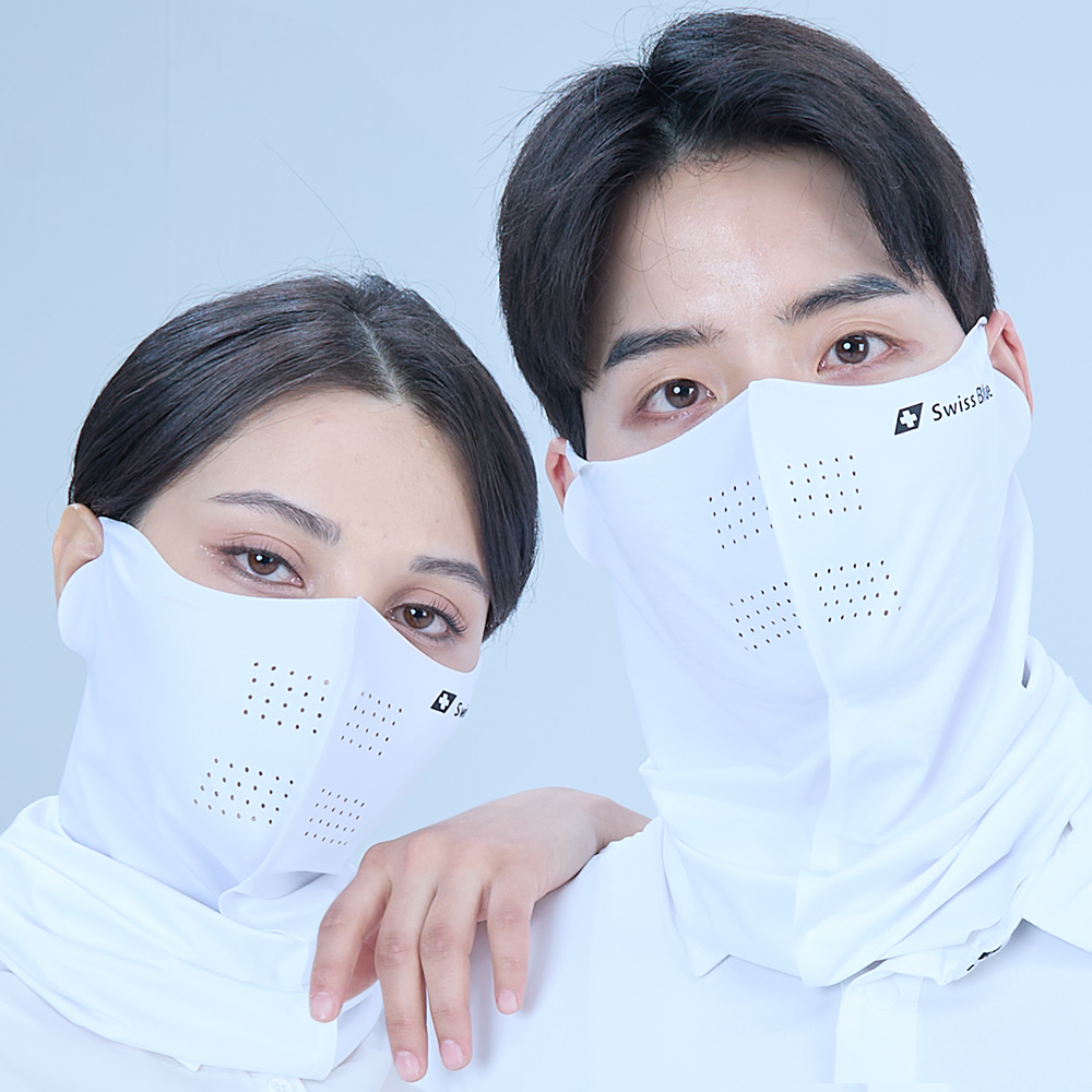 스위스블루 냉감 자외선차단 새부리 마스크, 화이트, M, 1개