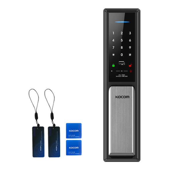 코콤 무타공 푸시풀 도어락, KDL-TS7000, 실버, 고객직접설치