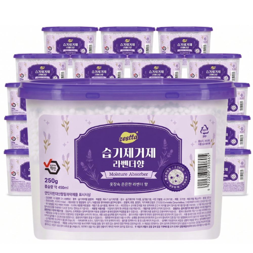 [토스쇼핑]제스타 습기제거제, 라벤더향, 250g, 18개