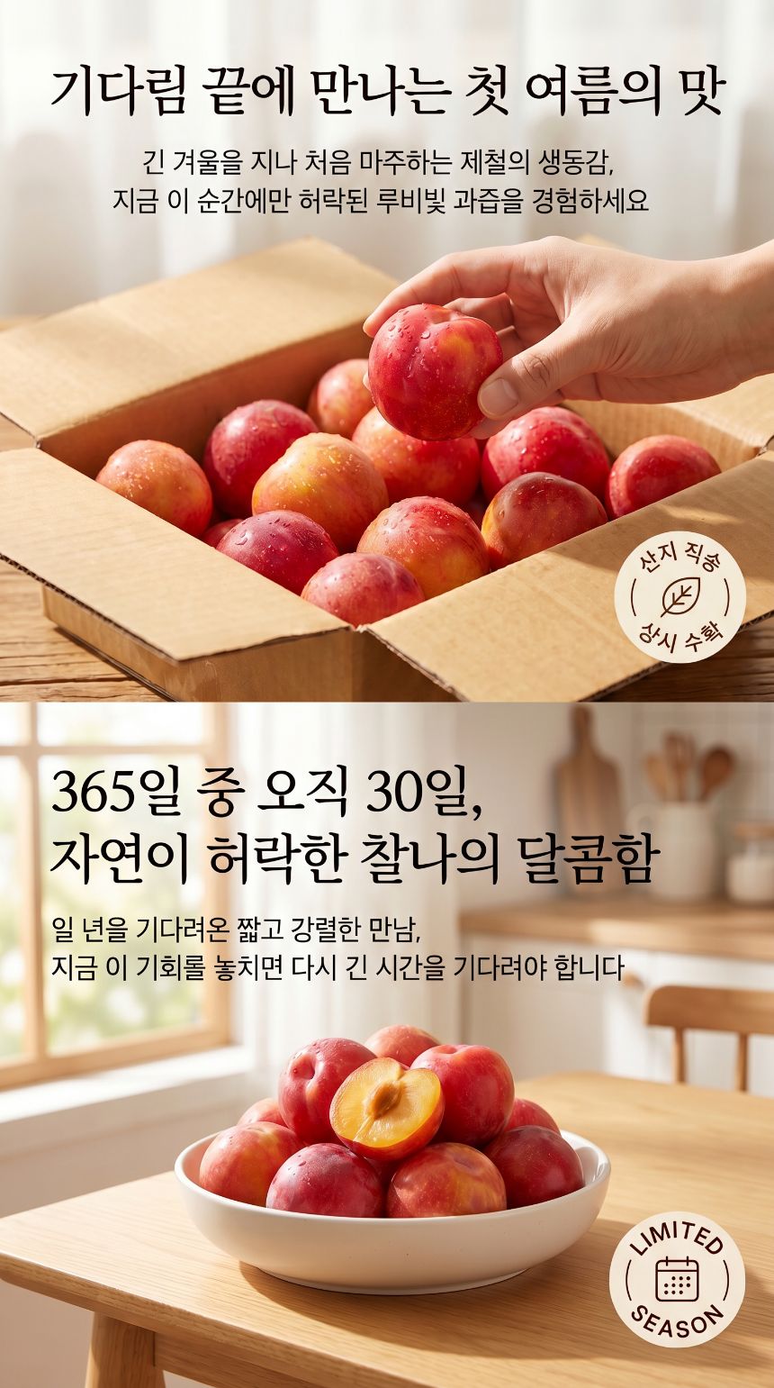 국내산 자두, 55-65g, 2kg, 1박스 상세 이미지 4