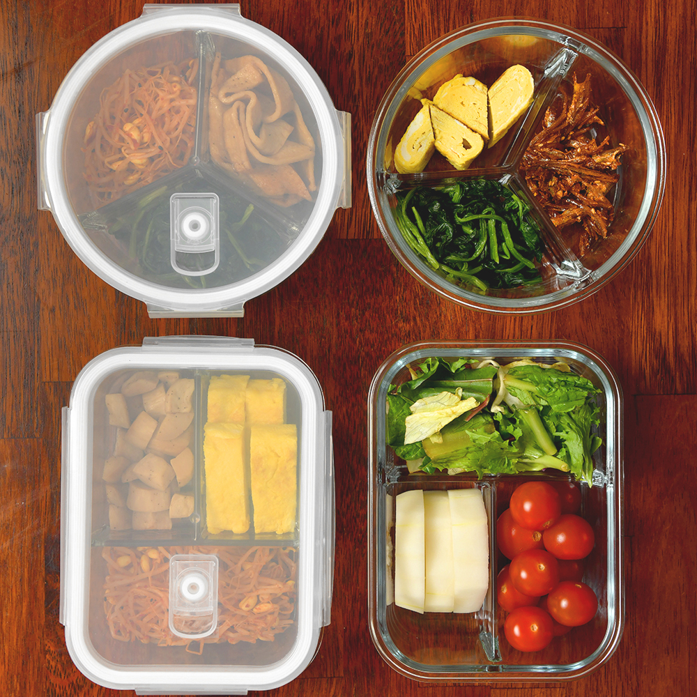 유리 반찬통, 원형, 아이보리, 950ml, 2개 상세 이미지 4