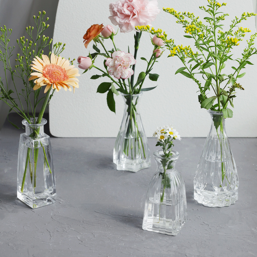 DAILYOBJECT 유리 미니 화병 디퓨저 용기 4type, 사각스트라이프, one size, 110ml