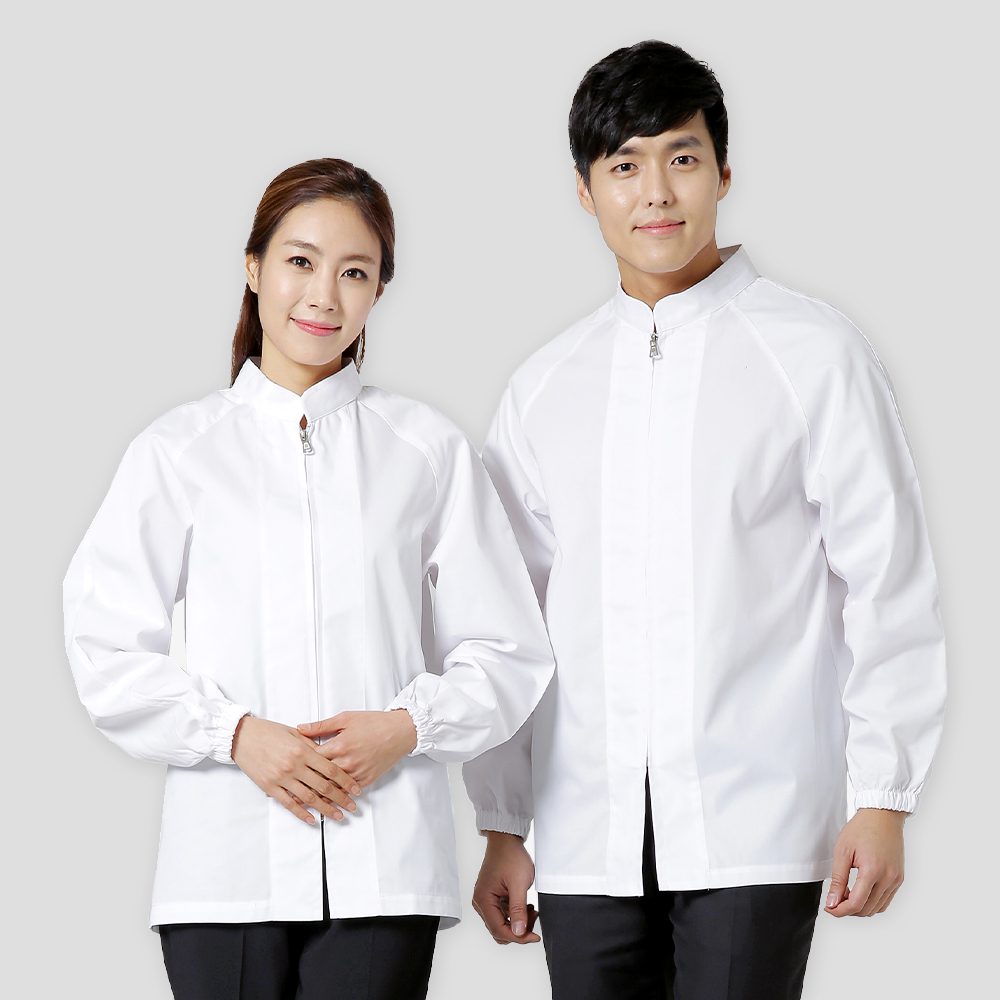 20수 차이나 지퍼 소매 고무줄 긴팔 위생복, 백색, 2XL(105)