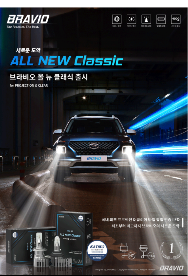 브라비오 올뉴클래식 9005 타입 LED 헤드라이트 전조등 전구, 9005, 1세트 상세 이미지 5