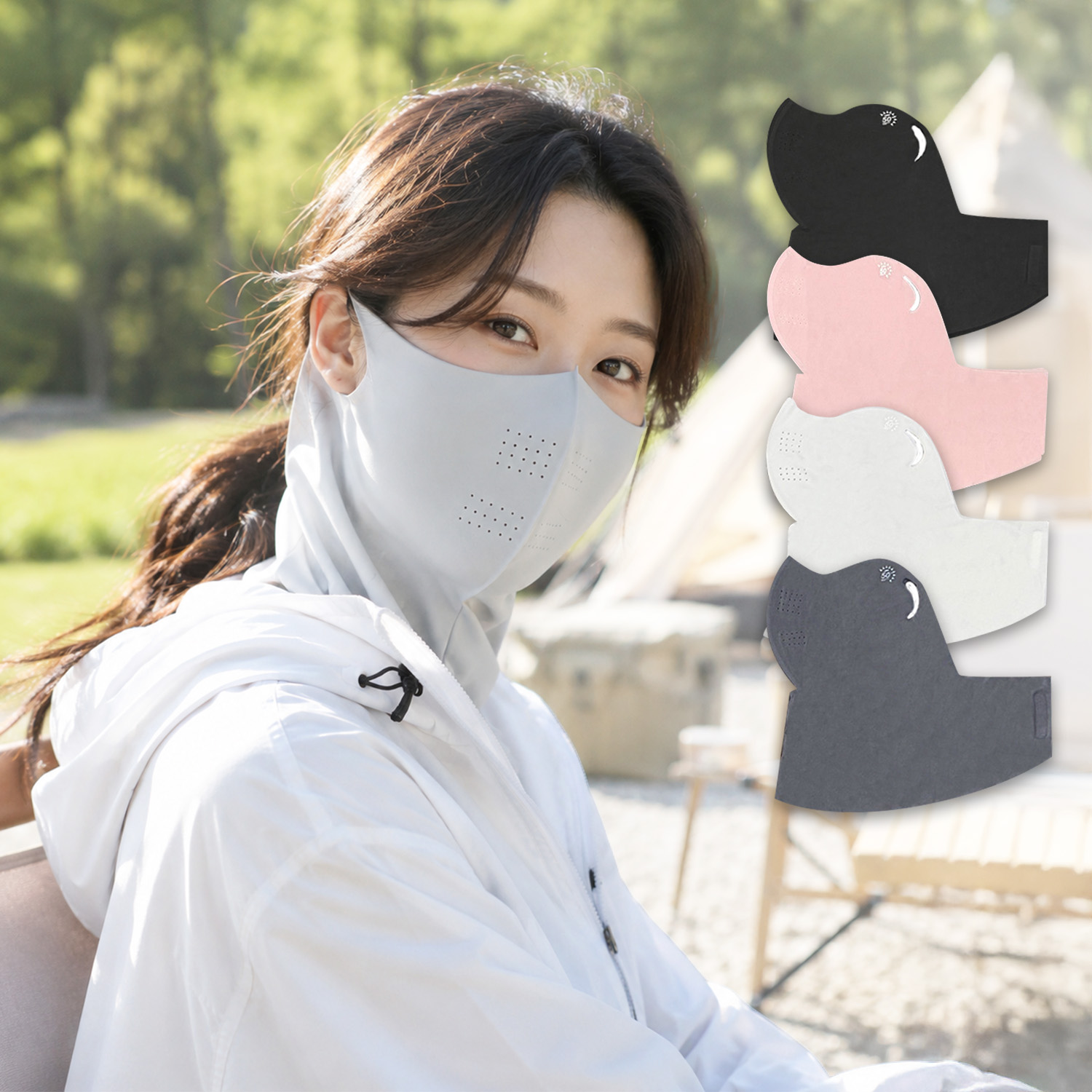 빨강양말 360도 UV 자외선 차단 스포츠 마스크, 블랙 1개 + 핑크 1개 + 그레이 1개 + 다크그레이 1개, 4개 상품 이미지 1