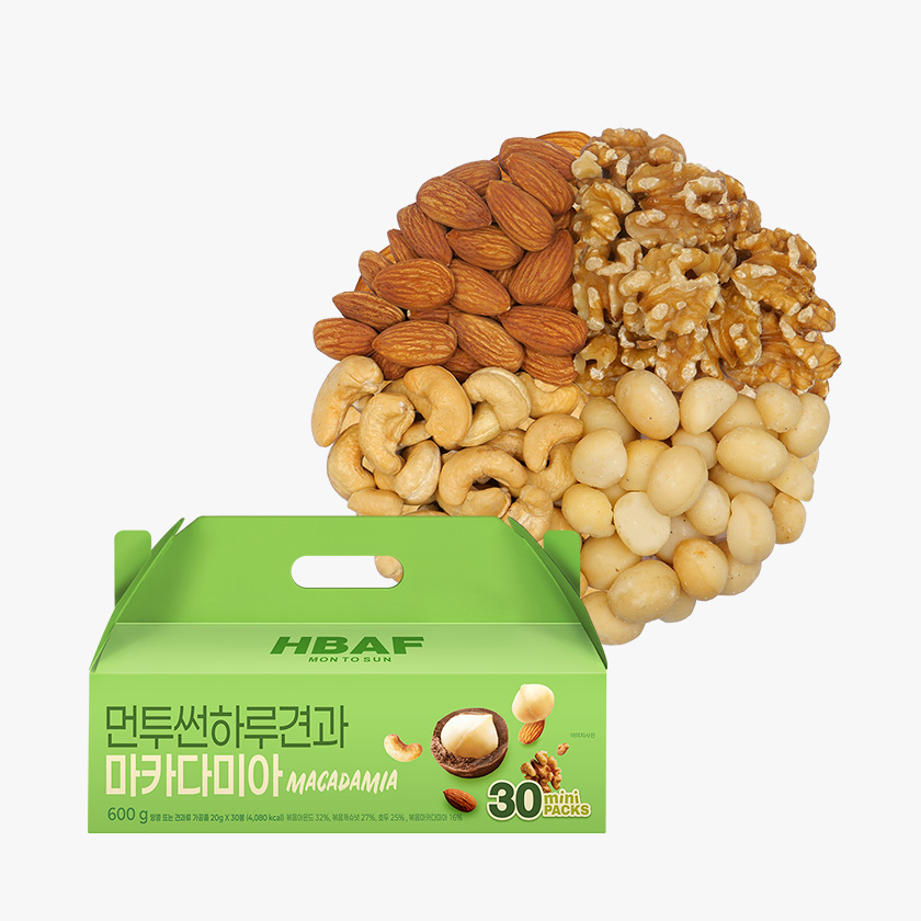 HBAF 하루견과 마카다미아 선물세트, 20g, 30봉, 1개 상세 이미지 2
