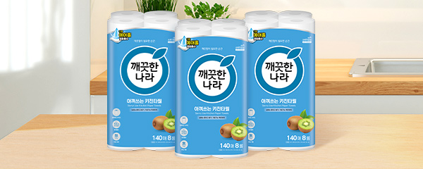 깨끗한나라 아껴쓰는 키친타월, 140매, 8롤, 1팩