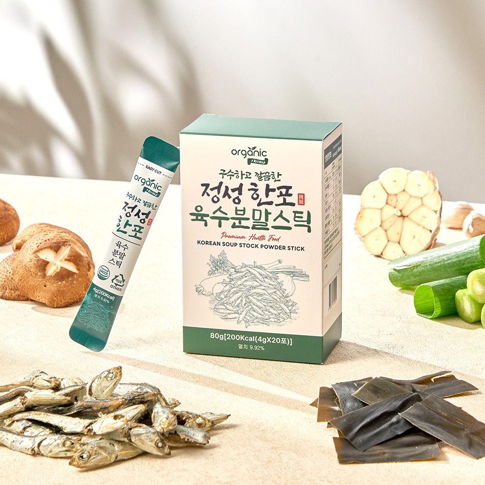[토스쇼핑] 오가닉프렌즈 정성 한포 육수 분말 스틱, 멸치 다시마, 80g, 20개입, 1개