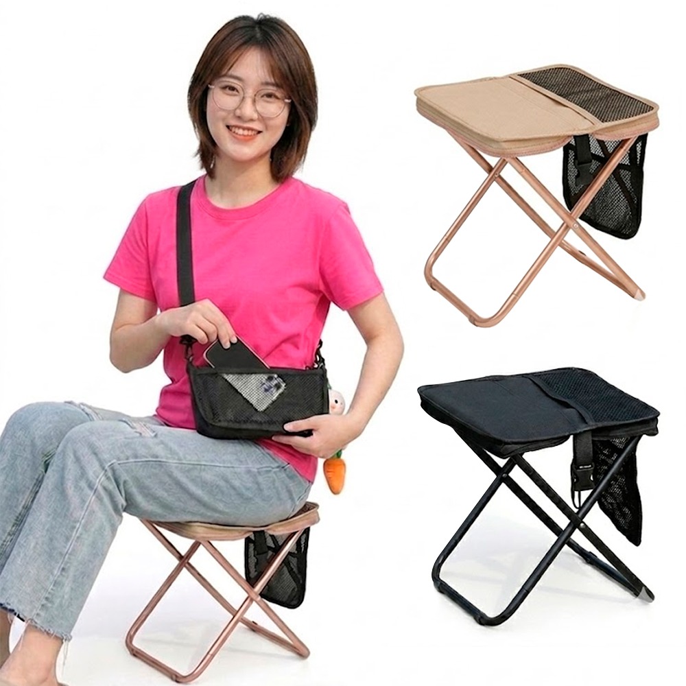 접이식 수납 캠핑 의자, 베이지, 2개