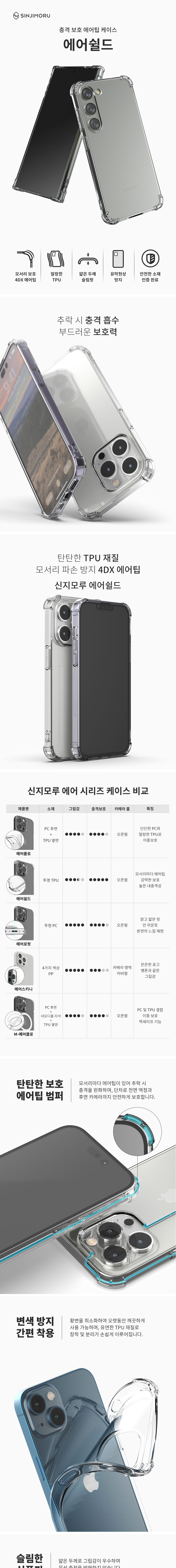 신지모루 에어쉴드 HDT014, 에어쉴드 TPU 케이스, 아이폰17프로, 2개 상세 이미지 2