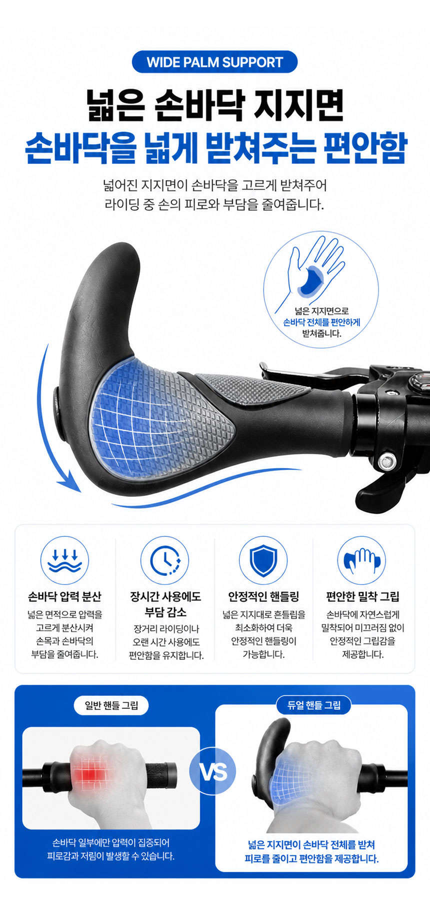 자전거 듀얼 핸들 그립, 블랙, 1세트 상세 이미지 4