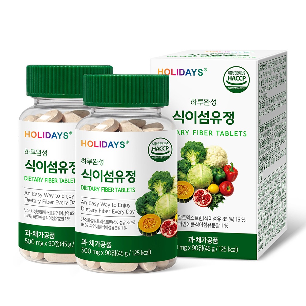 홀리데이즈 하루완성 식이섬유정, 90정, 2병 상품 이미지 1