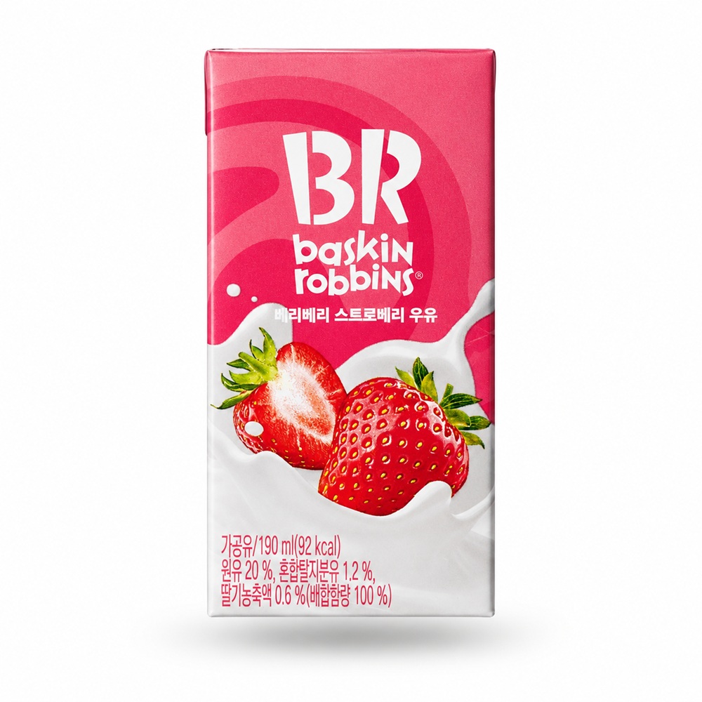 배스킨라빈스 베리베리 스트로베리 우유 190ml, 48개