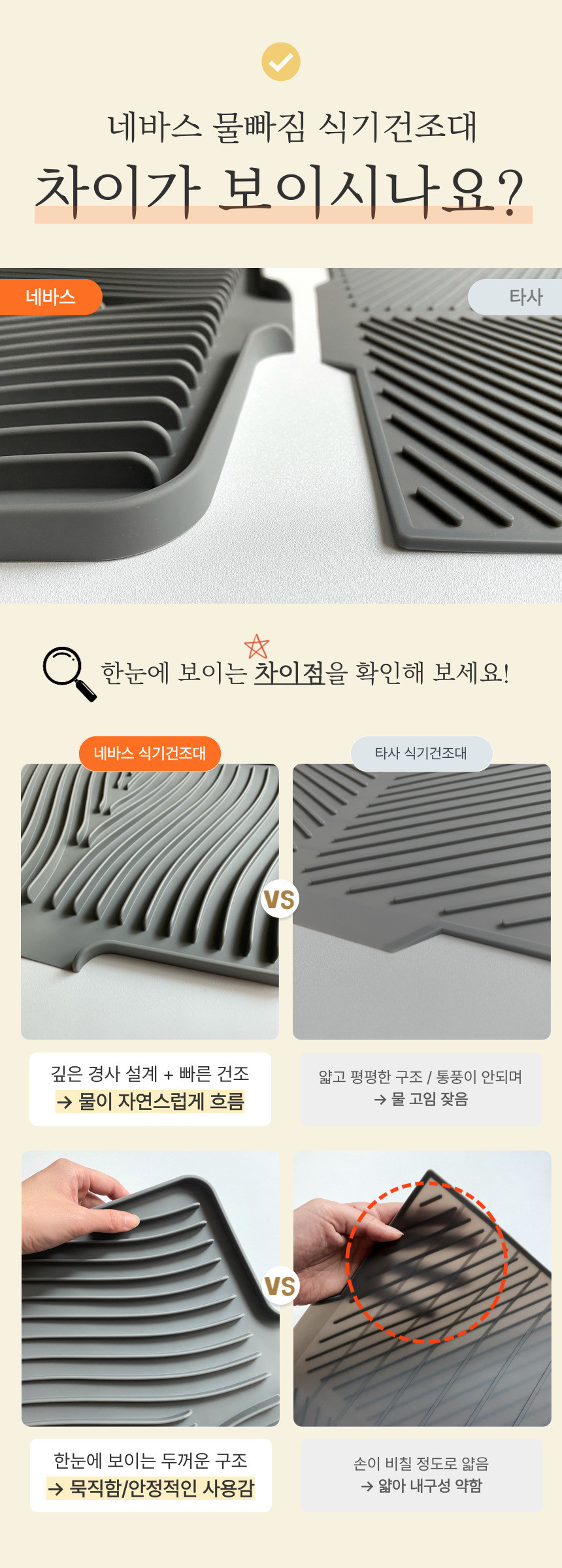 네바스 물빠짐 식기 건조대, 아이보리, 1개 상세 이미지 1