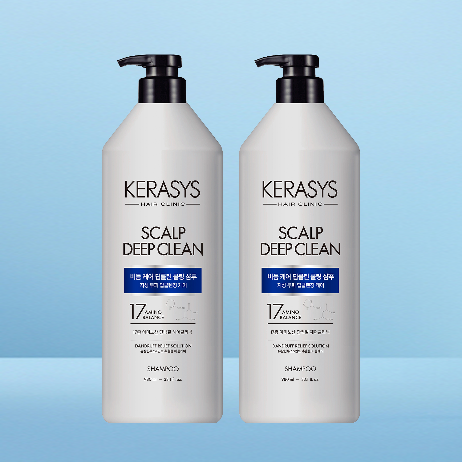 케라시스 두피 비듬케어 딥클린 쿨링 단백질 샴푸, 980ml, 2개