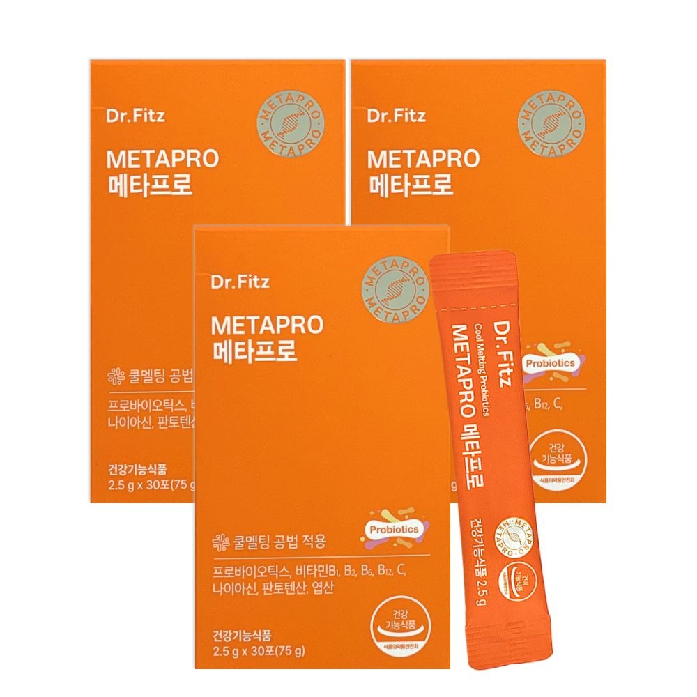닥터피츠 메타프로 슬림핏 유산균, 2.5g, 30포, 3박스