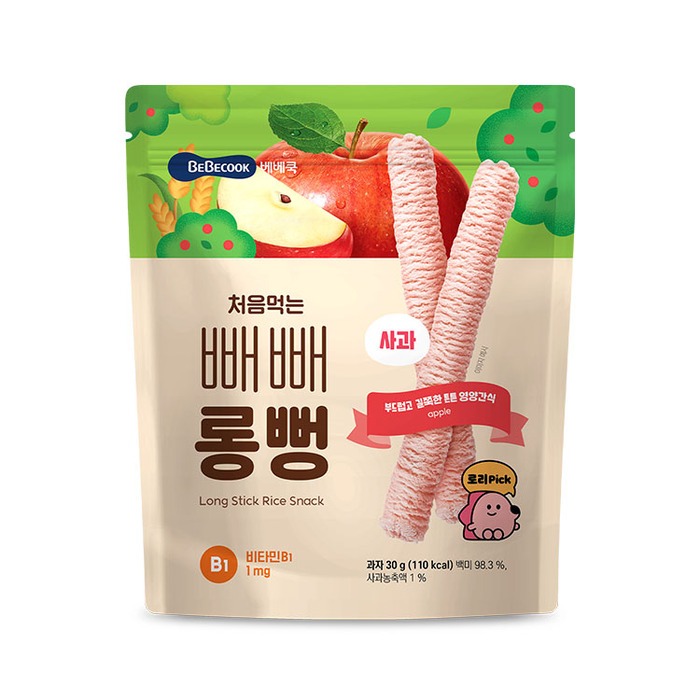 베베쿡 처음먹는 빼빼롱뻥, 사과, 30g, 8개 상품 이미지 1