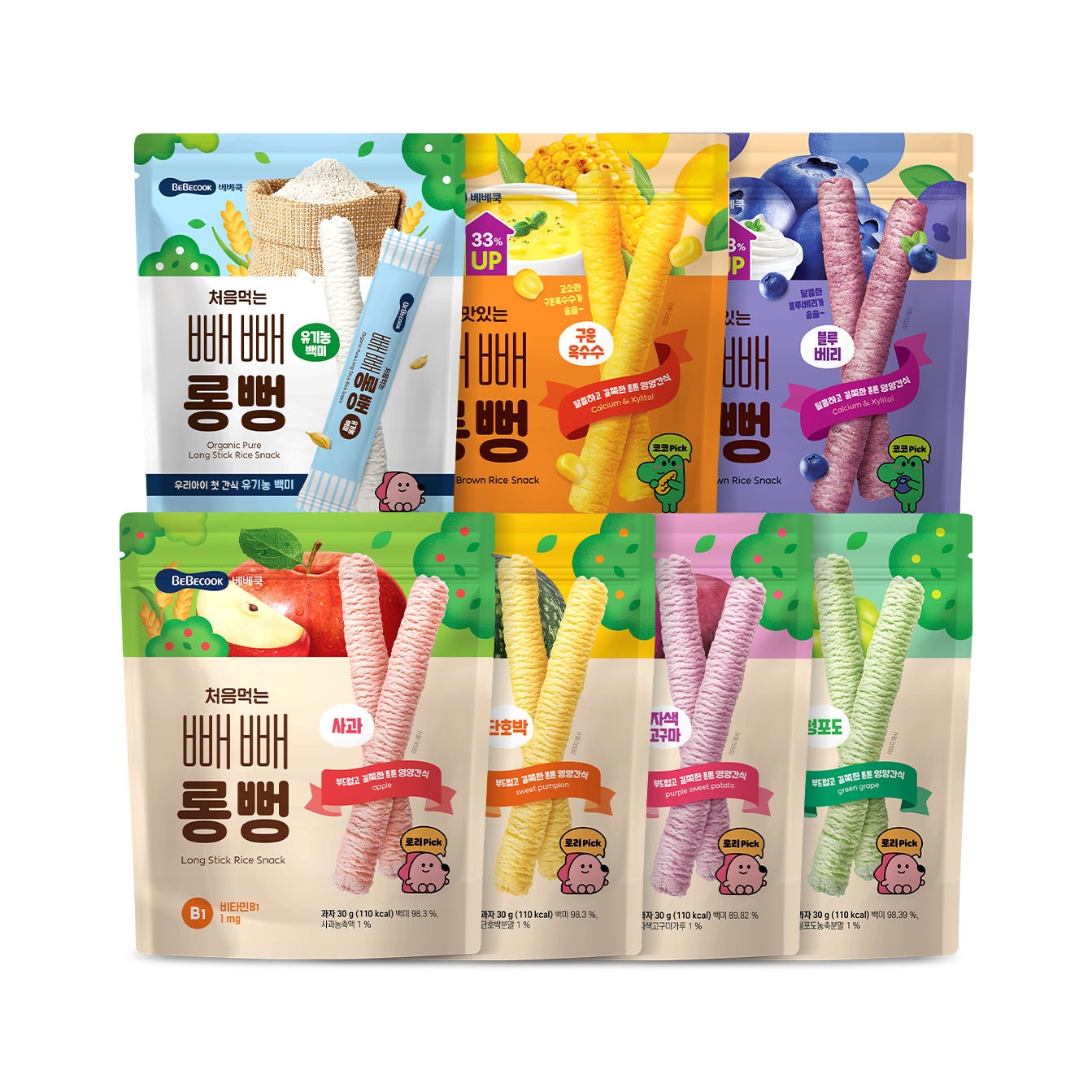 베베쿡 처음먹는 빼빼롱뻥, 사과 2개 + 단호박 2개 + 자색고구마 2개, 30g, 6개 상품 이미지 1