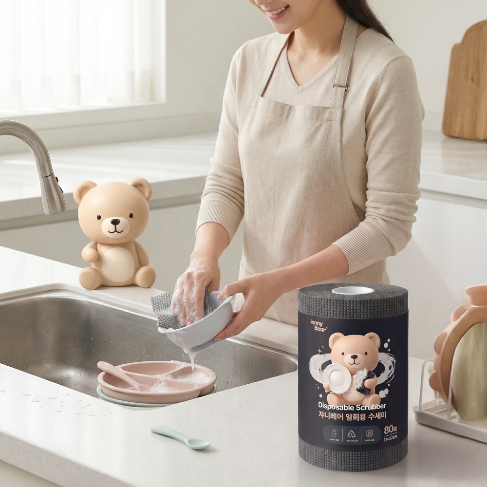 쟈니베어 일회용 수세미, 그레이, 80매, 2개 상품 이미지 6