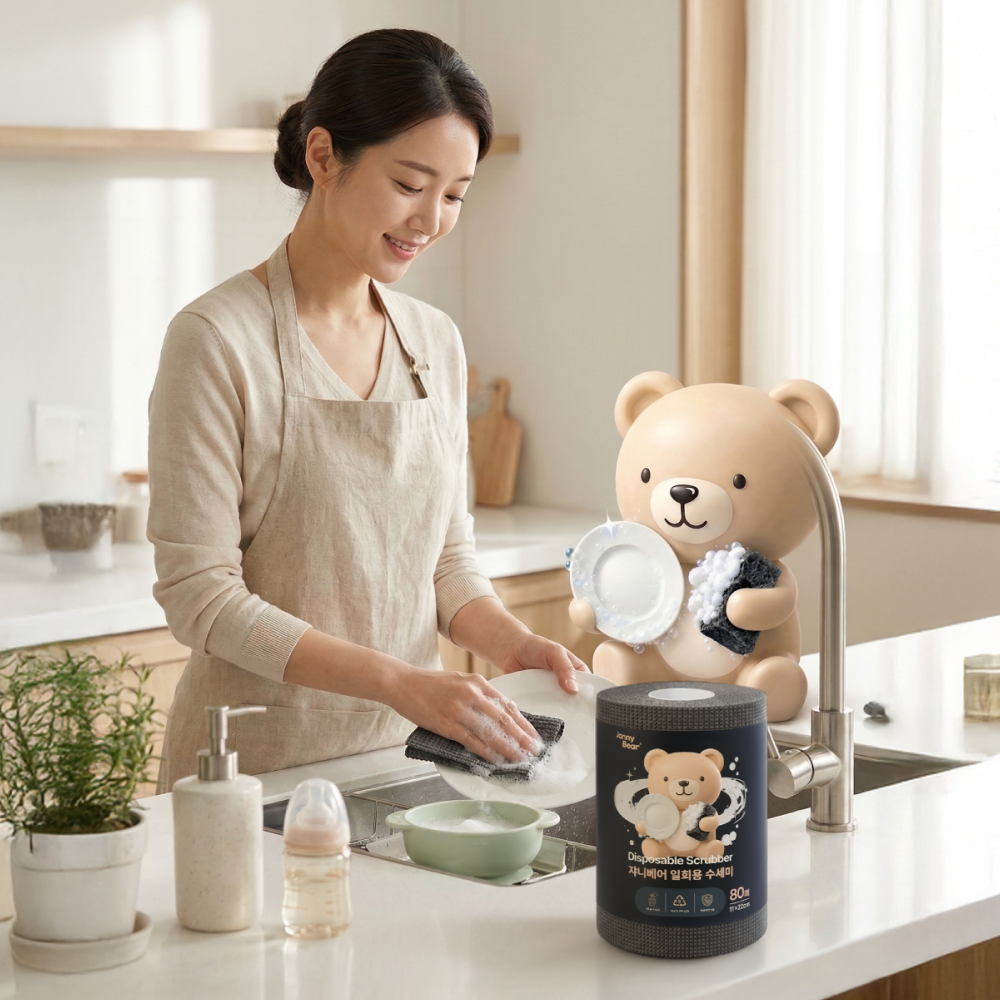 쟈니베어 일회용 수세미, 그레이, 80매, 2개 상품 이미지 3