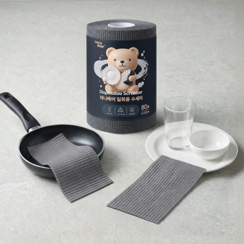쟈니베어 일회용 수세미, 그레이, 80매, 2개 상품 이미지 7