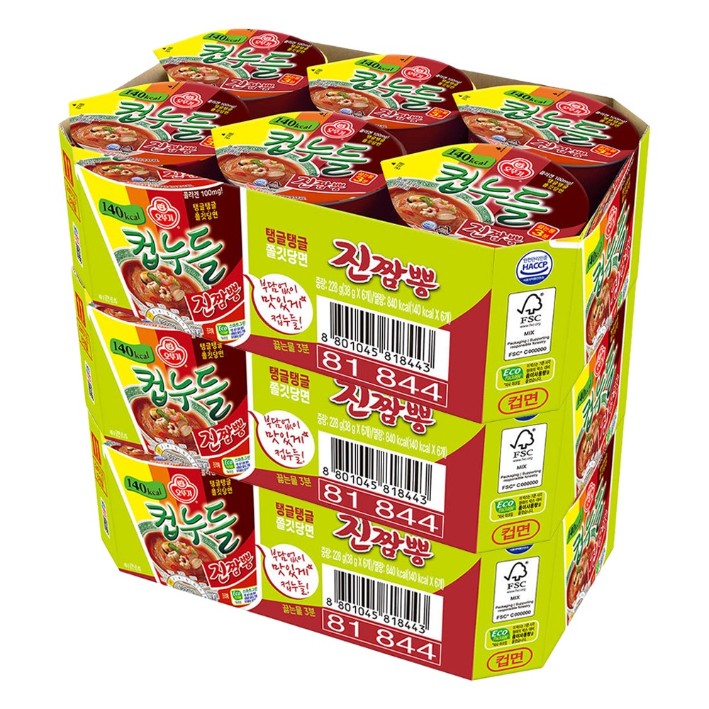 오뚜기 컵누들, 짬뽕맛, 38.2g, 18개