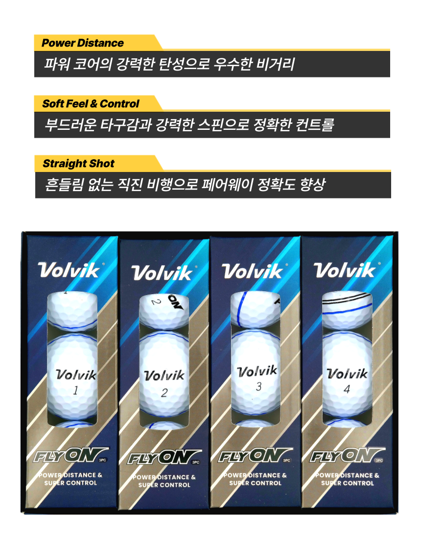 볼빅 플라이온 3피스 360도 퍼팅라인 골프공, 화이트, 12개입, 1박스 상세 이미지 2
