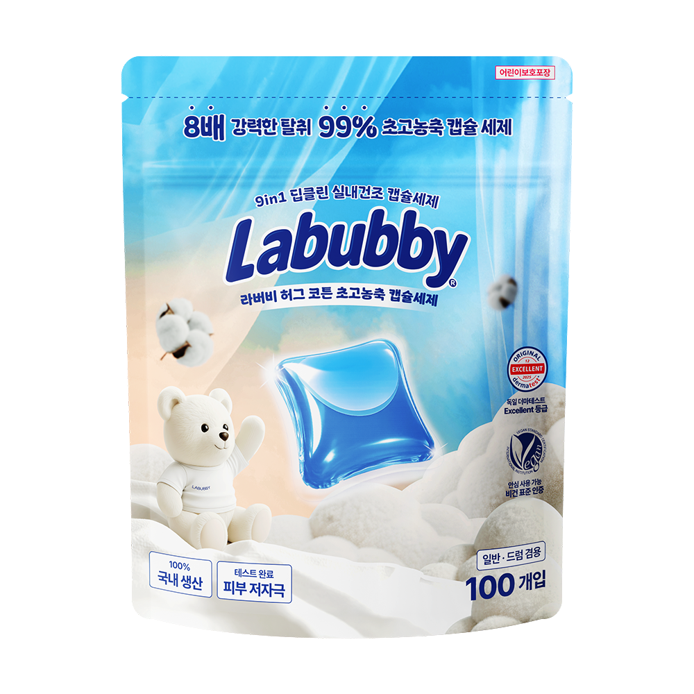 [토스쇼핑] 라버비 올인원 초고농축 캡슐세제, 허그코튼, 8g, 100개입, 1팩