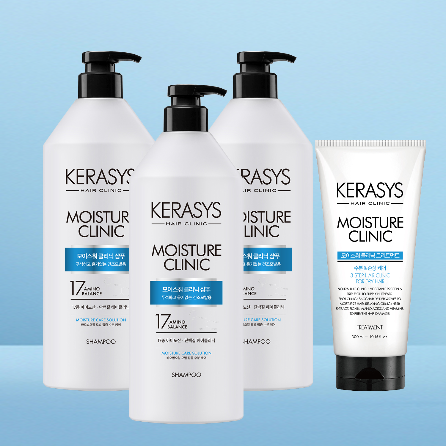케라시스 모이스춰 클리닉 단백질 샴푸 + 트리트먼트, 980ml 3개 + 300ml 1개, 1개