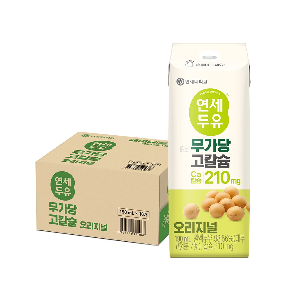 연세두유 무가당 고칼슘 두유 오리지널, 190ml, 16개