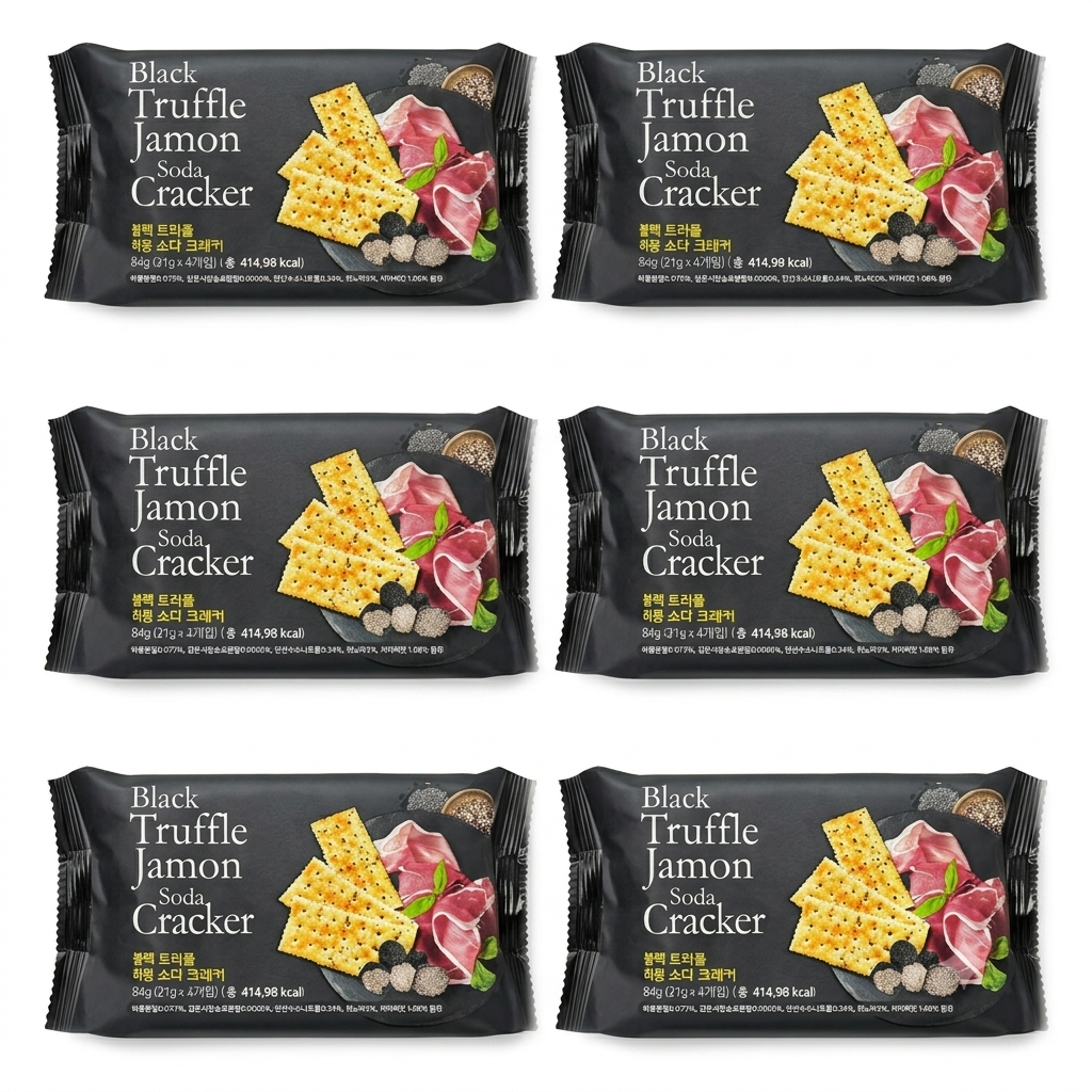 [토스쇼핑] 블랙 트러플 하몽 소다 크래커, 84g, 6팩 (8,455원/무료)