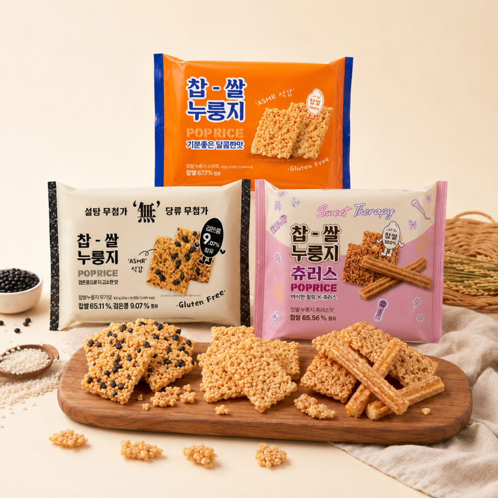 찹쌀누룽지 스위트+무가당+츄러스 3종세트, 25g, 36개, 1세트