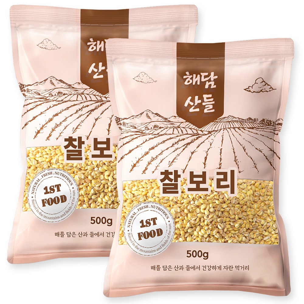 [토스쇼핑] 해담산들 국산 찰보리, 500g, 2봉