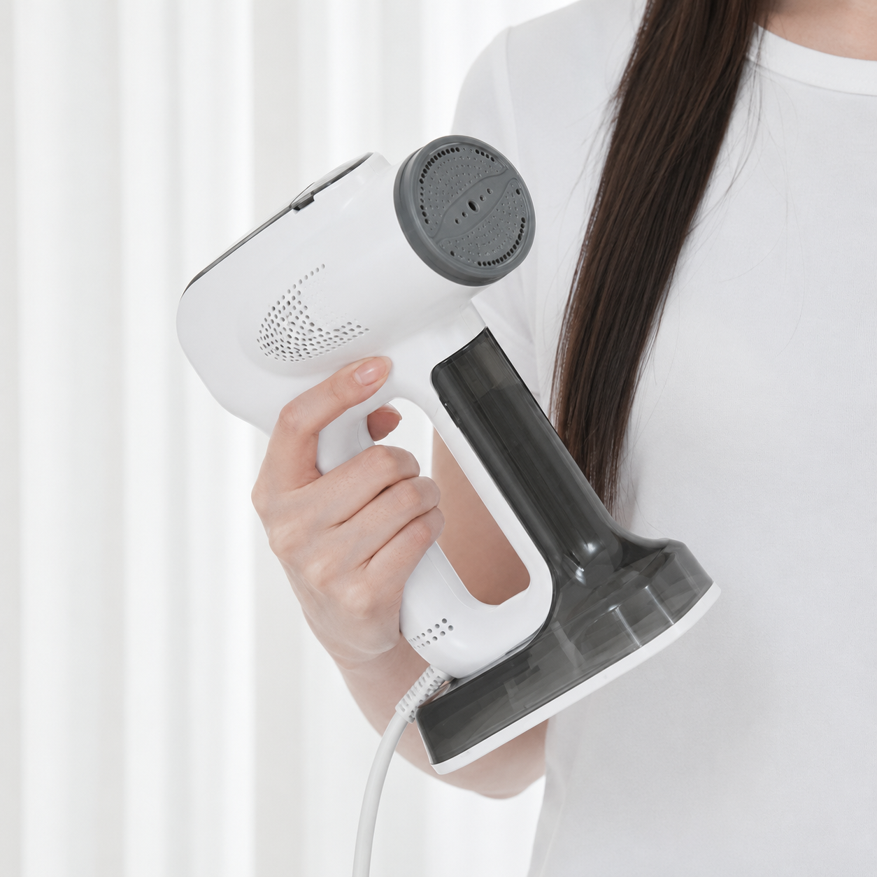 이노크아든 2단진공 흡착 스팀 다리미 핸디형 가정용 여행용, IA-VSD1000, 화이트, 1개 상품 이미지 1