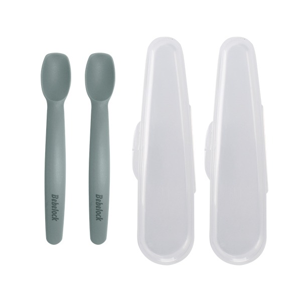 베베락 포네르 플래티넘 실리콘스푼, 1단계, 블루그레이, 2P, 케이스(2P), 1세트