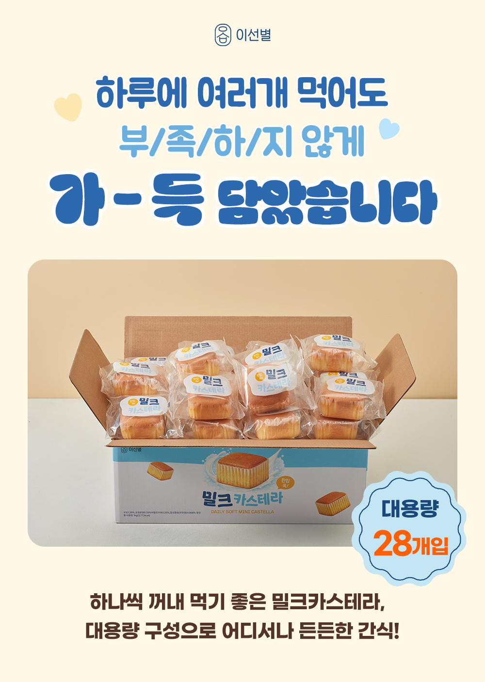 이선별 밀크 카스테라, 개별포장, 28개, 1박스 상세 이미지 3