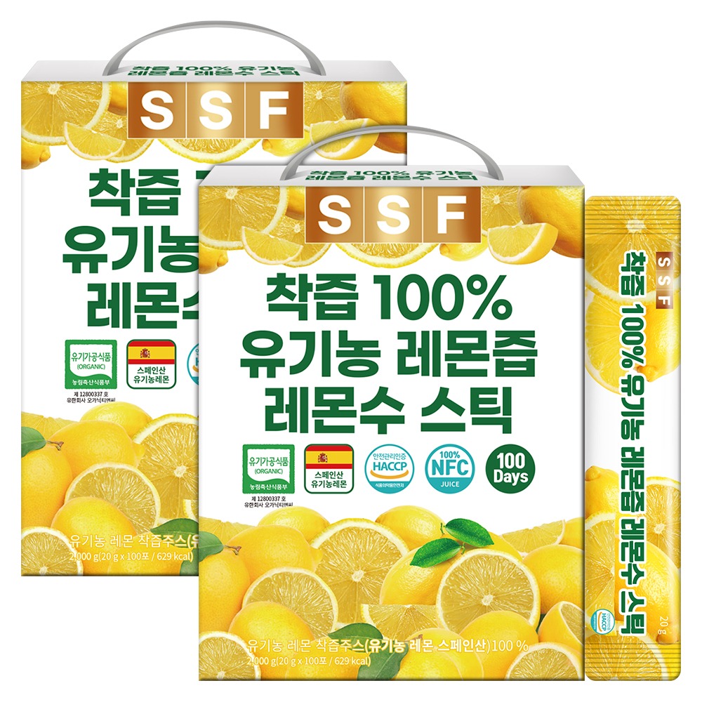 순수식품 NFC착즙 유기농 레몬즙 레몬수 스틱, 20g, 200포, 1개