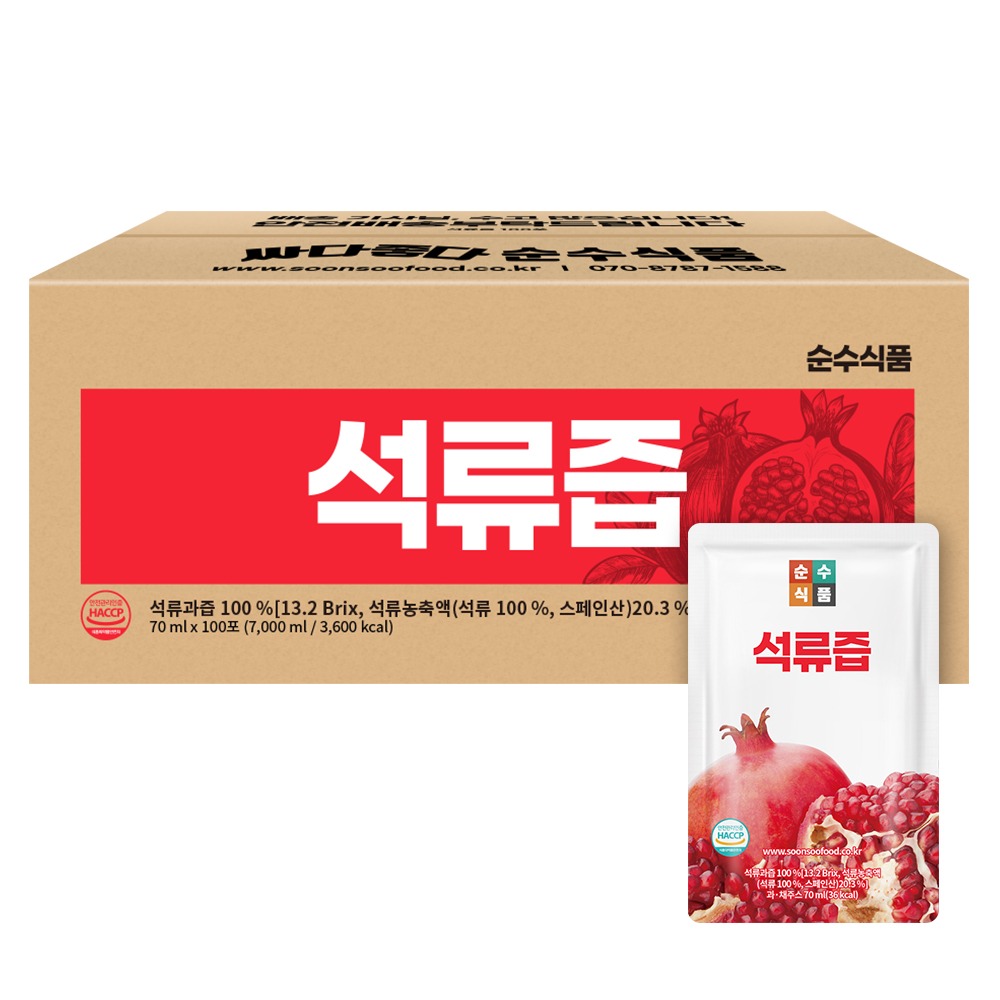 순수식품 석류즙, 70ml, 100포, 1박스