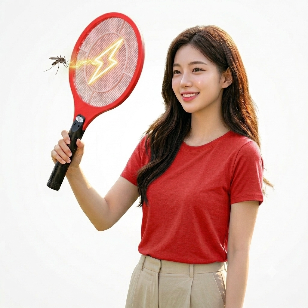 USB 충전식 전자모기채, 그린, 1개