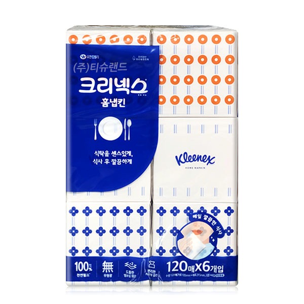 크리넥스 홈냅킨, 2겹, 120매, 6개입, 1팩