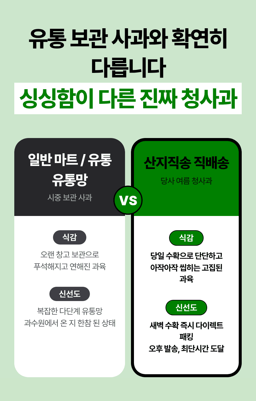국내산 햇 청사과, 로얄과, 중소과, 2kg, 1박스