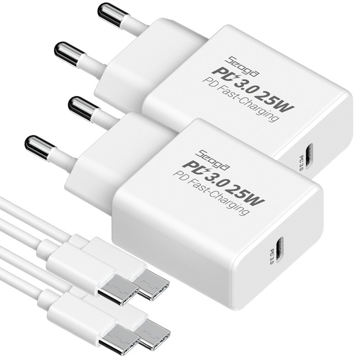 서가 PD 25W PPS 타입C 초고속 충전기 CtoC 케이블 1.5M 세트, 화이트, 2개