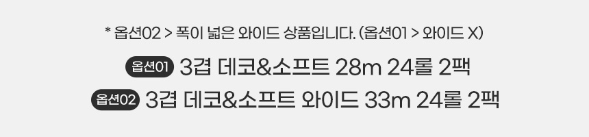 크리넥스 데코&소프트, 3겹, 28m, 24롤, 2팩
